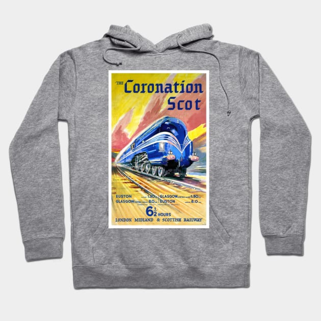 Vintage Travel Poster England The Coronation Scot Hoodie by vintagetreasure